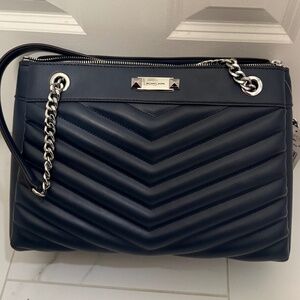 Michael Kors Whitney Medium Quilted Shoulder Bag in navy blue